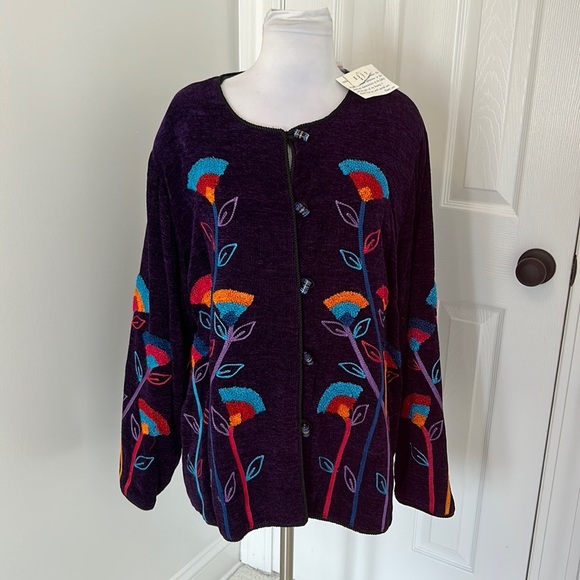 Alex Kim Jackets & Blazers - Alex Kim Purple Chenille Embroidered Jacket